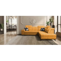 Ecksofa Ascot IX mit Schlaffunktion, USB-Anschluss und verstellbaren Kopfstützen - Samt, Wave 5