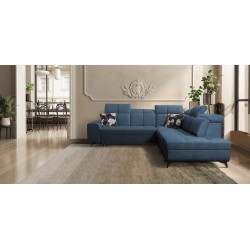 Ecksofa Ascot IX mit Schlaffunktion, USB-Anschluss und verstellbaren Kopfstützen - Samt, Wave 14