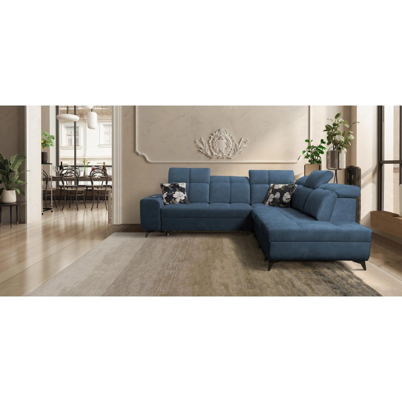Ecksofa Ascot IX mit Schlaffunktion, USB-Anschluss und verstellbaren Kopfstützen - Samt, Wave 14 Ecksofa Ascot IX mit Schlaffunktion, USB-Anschluss und verstellbaren Kopfstützen - Samt, Wave 14