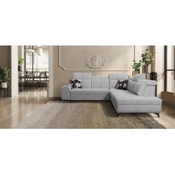 Ecksofa Ascot IX mit Schlaffunktion, USB-Anschluss und verstellbaren Kopfstützen - Samt, Wave 15