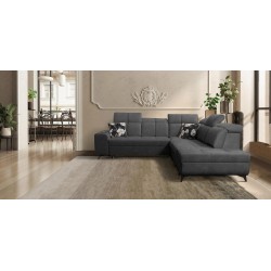Ecksofa Ascot IX mit Schlaffunktion, USB-Anschluss und verstellbaren Kopfstützen - Samt, Wave 16