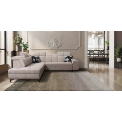 Ecksofa Ascot IX mit Schlaffunktion, USB-Anschluss und verstellbaren Kopfstützen - Samt, Wave 2