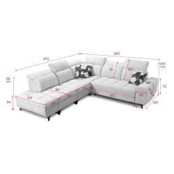 Ecksofa Ascot IX mit Schlaffunktion, USB-Anschluss und verstellbaren Kopfstützen - Samt, Wave 5 Ecksofa Ascot IX mit Schlaffunktion, USB-Anschluss und verstellbaren Kopfstützen - Samt, Wave 5