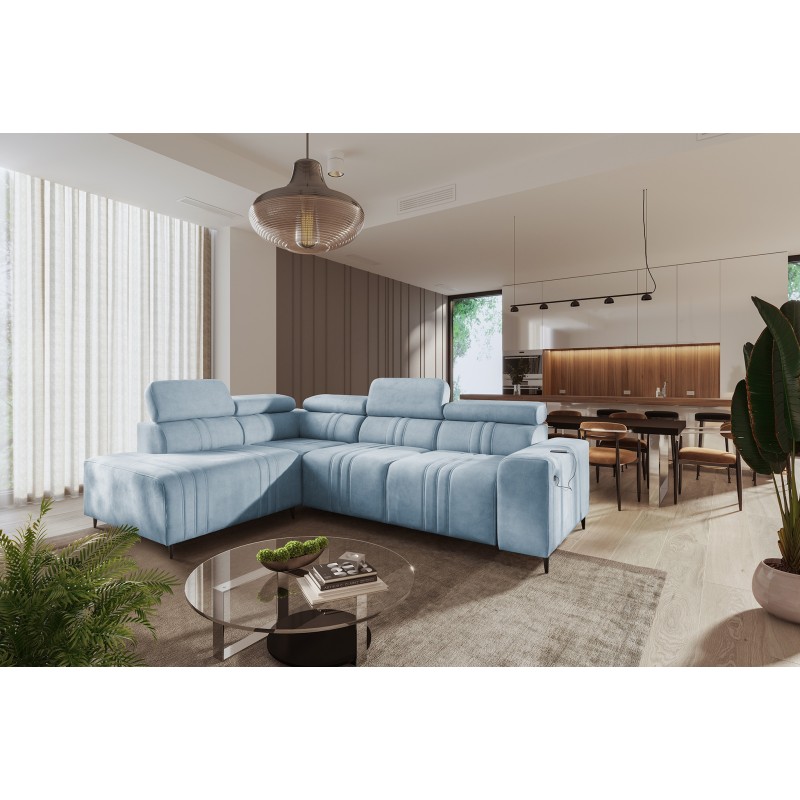 Verona VII Corner Sofa with Sleeping Function in Velour Fabric, Vena 6 – Elegance and Functionality Verona VII Corner Sofa with Sleeping Function in Velour Fabric, Vena 6 – Elegance and Functionality