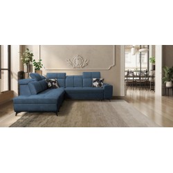 Ecksofa Ascot IX mit Schlaffunktion, USB-Anschluss und verstellbaren Kopfstützen - Samt, Wave 14