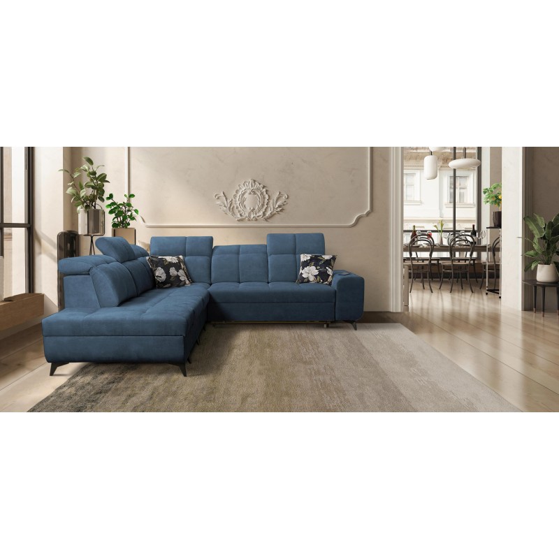 Ecksofa Ascot IX mit Schlaffunktion, USB-Anschluss und verstellbaren Kopfstützen - Samt, Wave 14 Ecksofa Ascot IX mit Schlaffunktion, USB-Anschluss und verstellbaren Kopfstützen - Samt, Wave 14