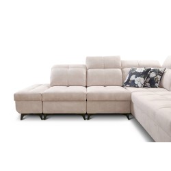 Ecksofa Ascot IX mit Schlaffunktion, USB-Anschluss und verstellbaren Kopfstützen - Samt, Wave 14 Ecksofa Ascot IX mit Schlaffunktion, USB-Anschluss und verstellbaren Kopfstützen - Samt, Wave 14