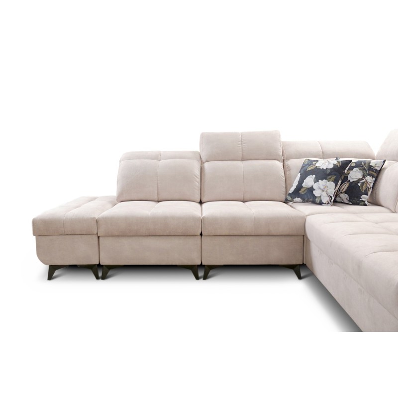 Ecksofa Ascot IX mit Schlaffunktion, USB-Anschluss und verstellbaren Kopfstützen - Samt, Wave 15 Ecksofa Ascot IX mit Schlaffunktion, USB-Anschluss und verstellbaren Kopfstützen - Samt, Wave 15