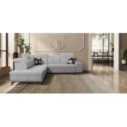 Ecksofa Ascot IX mit Schlaffunktion, USB-Anschluss und verstellbaren Kopfstützen - Samt, Wave 15