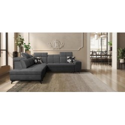 Ecksofa Ascot IX mit Schlaffunktion, USB-Anschluss und verstellbaren Kopfstützen - Samt, Wave 16