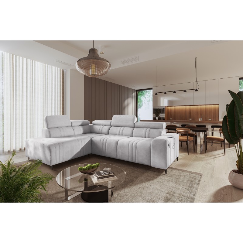 Verona VII corner sofa with a sleeping function in Velvet fabric, Vena 3 – elegance and functionality