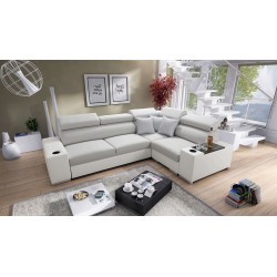 Napoli II Ecksofa mit Schlaffunktion und Bar - Geflecht, Lexo 6601 + Kunstleder + Kunstleder
