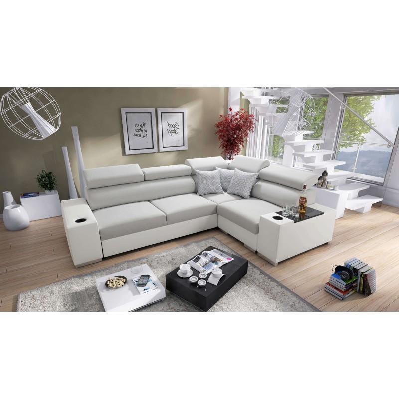 Napoli II Ecksofa mit Schlaffunktion und Bar - Geflecht, Lexo 6601 + Kunstleder + Kunstleder Napoli II Ecksofa mit Schlaffunktion und Bar - Geflecht, Lexo 6601 + Kunstleder + Kunstleder