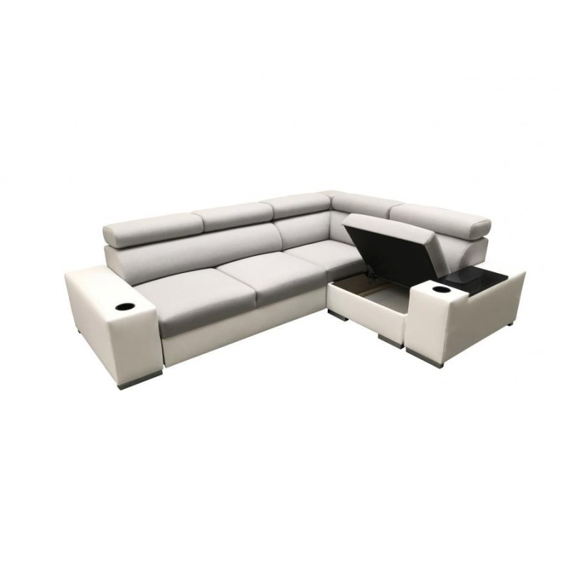 Napoli II Ecksofa mit Schlaffunktion und Bar - Geflecht, Sawana 14 + Kunstleder + Kunstleder Napoli II Ecksofa mit Schlaffunktion und Bar - Geflecht, Sawana 14 + Kunstleder + Kunstleder