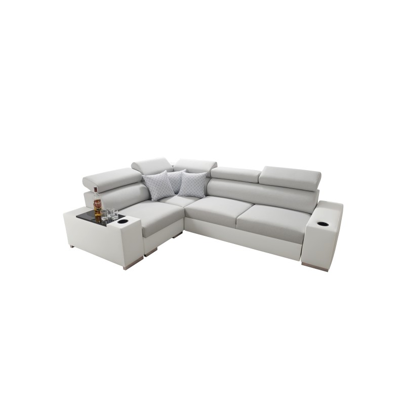 Napoli II Ecksofa mit Schlaffunktion und Bar - Geflecht, Sawana 14 + Kunstleder + Kunstleder Napoli II Ecksofa mit Schlaffunktion und Bar - Geflecht, Sawana 14 + Kunstleder + Kunstleder