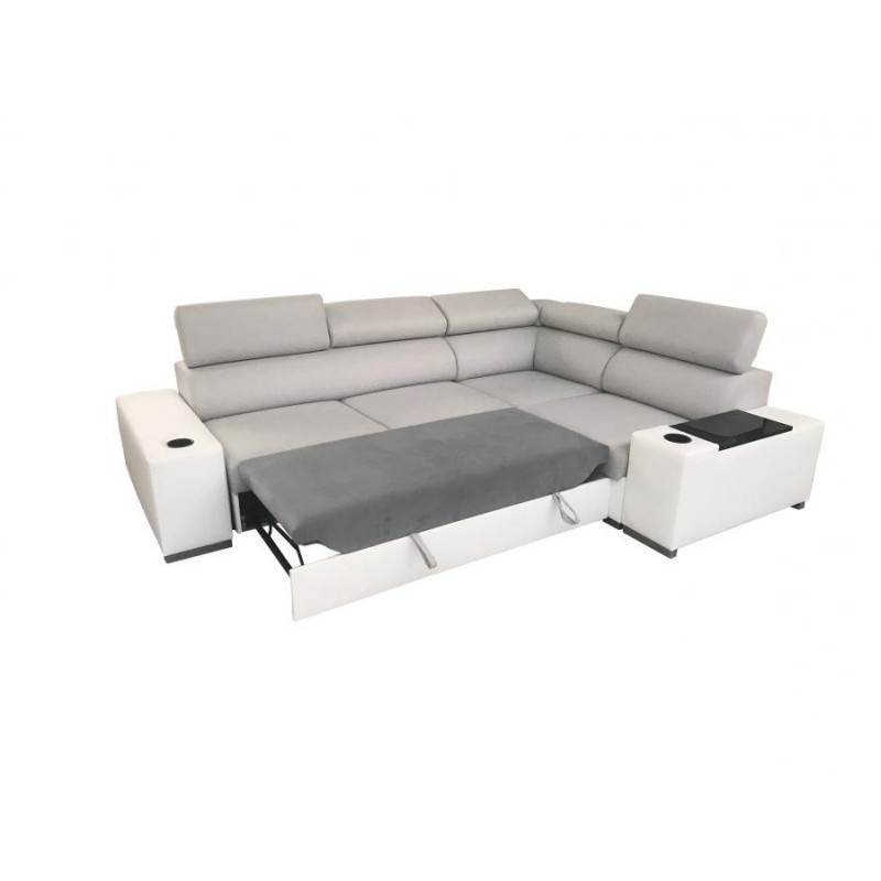 Napoli II Ecksofa mit Schlaffunktion und Bar - Geflecht, Sawana 14 + Kunstleder + Kunstleder Napoli II Ecksofa mit Schlaffunktion und Bar - Geflecht, Sawana 14 + Kunstleder + Kunstleder