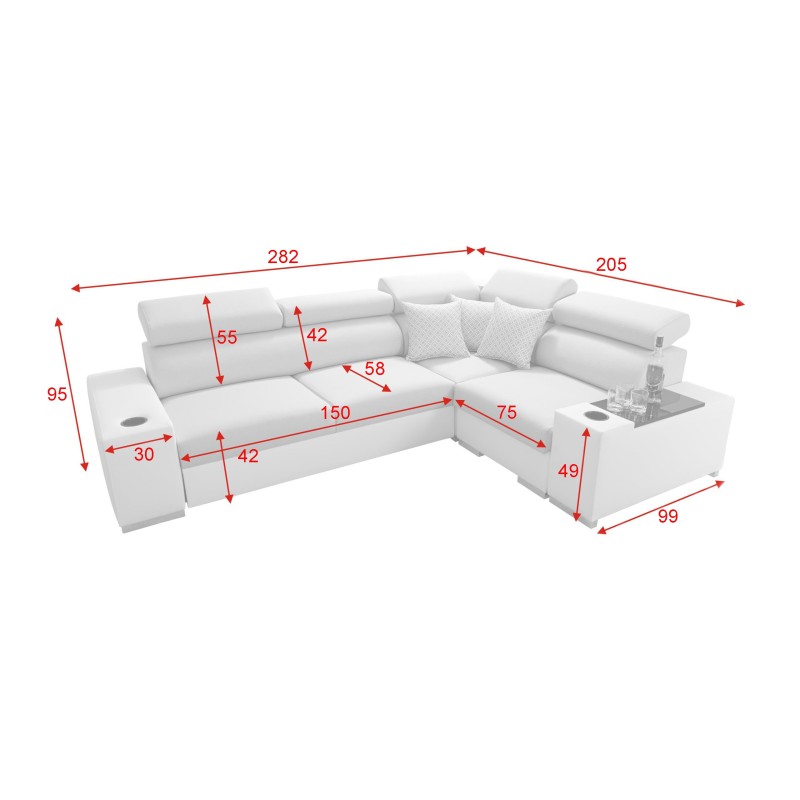 Napoli II Ecksofa mit Schlaffunktion und Bar - Geflecht, Sawana 14 + Kunstleder + Kunstleder Napoli II Ecksofa mit Schlaffunktion und Bar - Geflecht, Sawana 14 + Kunstleder + Kunstleder