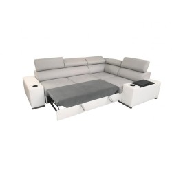 Ecksofa Napoli II mit Schlaffunktion und Bar - Samt, Amor Velvet 4311 + Kunstleder + Kunstleder Ecksofa Napoli II mit Schlaffunktion und Bar - Samt, Amor Velvet 4311 + Kunstleder + Kunstleder