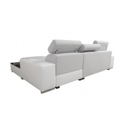 Ecksofa Napoli I mini mit Schlaffunktion und Bar - Geflecht, Sawana 84 + Kunstleder + Kunstleder