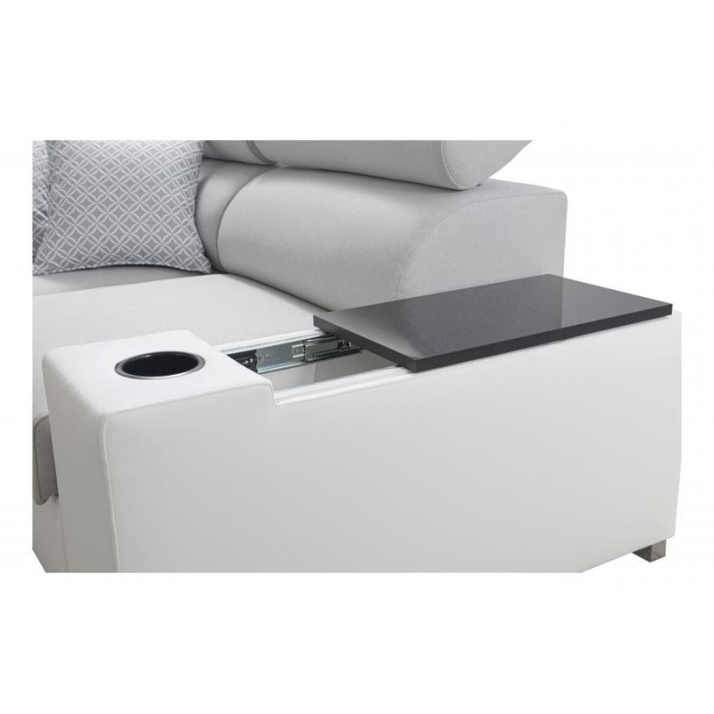 Ecksofa Napoli I mini mit Schlaffunktion und Bar - Samt, Amor Velvet 4304 + Kunstleder Ecksofa Napoli I mini mit Schlaffunktion und Bar - Samt, Amor Velvet 4304 + Kunstleder