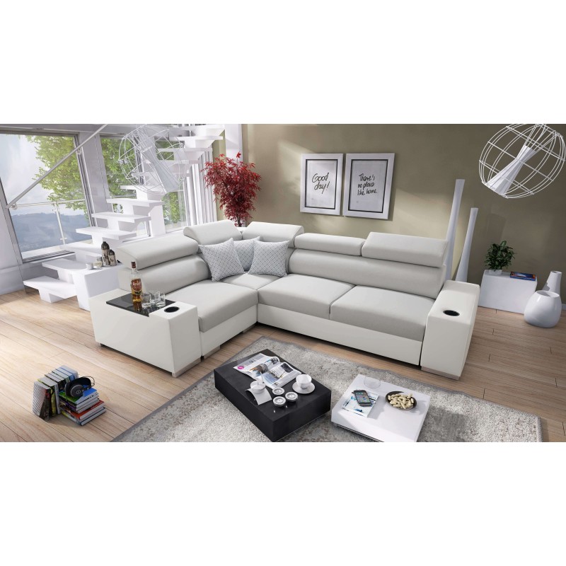 Napoli II Ecksofa mit Schlaffunktion und Bar - Geflecht, Lexo 6601 + Kunstleder + Kunstleder Napoli II Ecksofa mit Schlaffunktion und Bar - Geflecht, Lexo 6601 + Kunstleder + Kunstleder