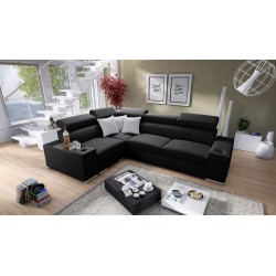 Ecksofa Napoli II mit Schlaffunktion und Bar - Geflecht, Sawana 14 + Kunstleder