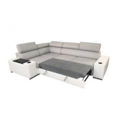 Napoli II corner sofa with sleeping function and bar - Weave, Sawana 14 + Eco-leather + Eco-leather