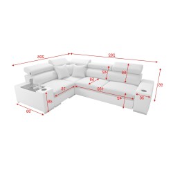 Napoli II corner sofa with sleeping function and bar - Weave, Sawana 84 + Eco-leather + Eco-leather