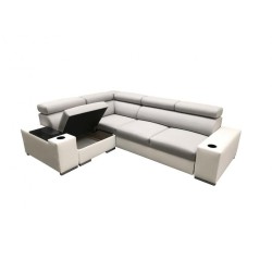 Napoli II corner sofa with sleeping function and bar - Weave, Sawana 72 + Eco-leather + Eco-leather