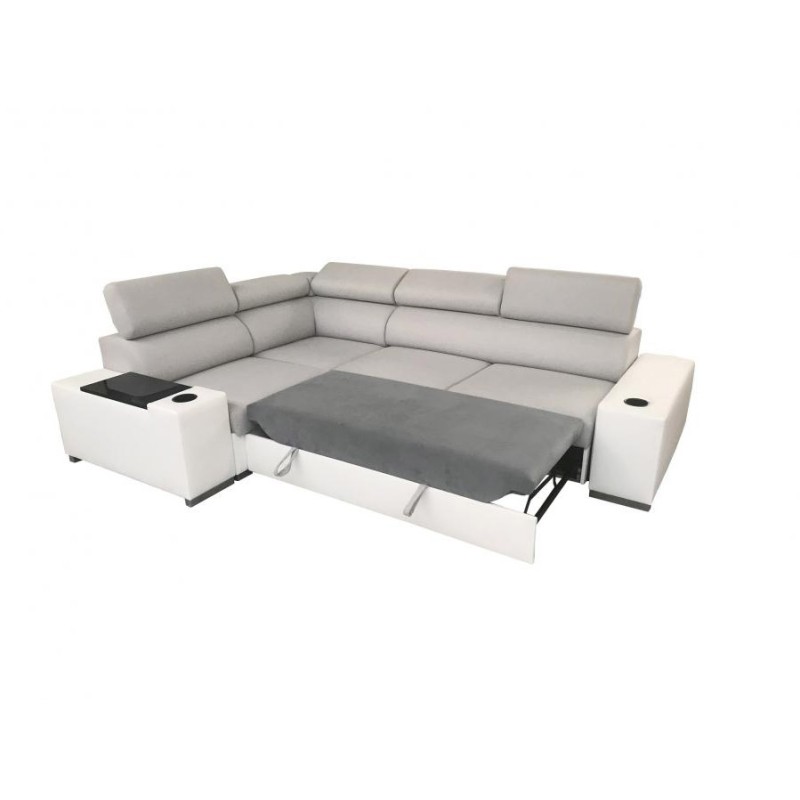 Ecksofa Napoli II mit Schlaffunktion und Bar - Geflecht, Sawana 72 + Kunstleder + Kunstleder Ecksofa Napoli II mit Schlaffunktion und Bar - Geflecht, Sawana 72 + Kunstleder + Kunstleder
