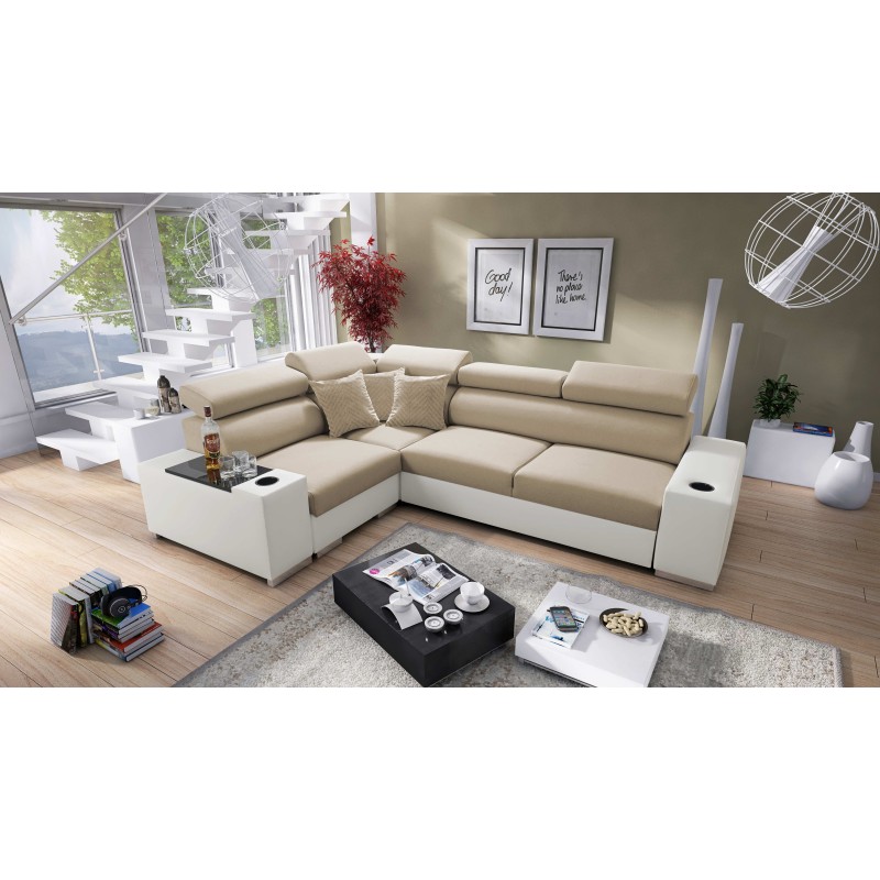 Esquinero Napoli II con función de cama y bar - Terciopelo, Amor Velvet 4302 + Ecocuero + Ecocuero Esquinero Napoli II con función de cama y bar - Terciopelo, Amor Velvet 4302 + Ecocuero + Ecocuero