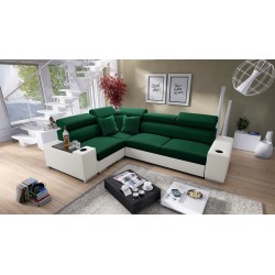 Ecksofa Napoli II mit Schlaffunktion und Bar - Samt, Amor Velvet 4311 + Kunstleder + Kunstleder