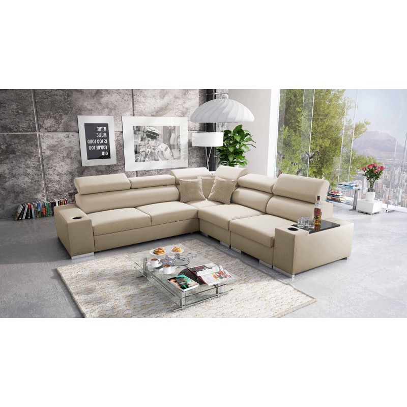 Ecksofa Napoli III mit Schlaffunktion | Luxuriöses Ecksofa mit öffnender Bar Ecksofa Napoli III mit Schlaffunktion | Luxuriöses Ecksofa mit öffnender Bar