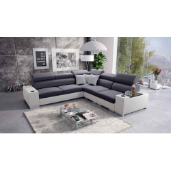 Ecksofa Napoli III mit Schlaffunktion | Luxuriöses Ecksofa mit öffnender Bar