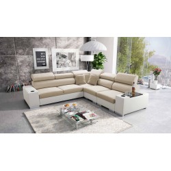 Ecksofa Napoli III mit Schlaffunktion | Luxuriöses Ecksofa mit öffnender Bar