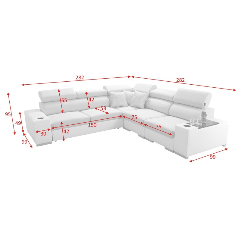 Ecksofa Napoli III mit Schlaffunktion | Luxuriöses Ecksofa mit öffnender Bar Ecksofa Napoli III mit Schlaffunktion | Luxuriöses Ecksofa mit öffnender Bar