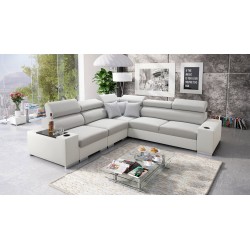 Ecksofa Napoli III mit Schlaffunktion | Luxuriöses Ecksofa mit öffnender Bar