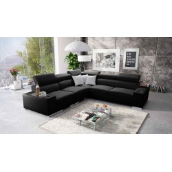 Ecksofa Napoli III mit Schlaffunktion | Luxuriöses Ecksofa mit öffnender Bar