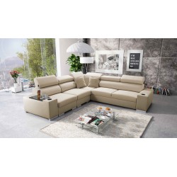 Ecksofa Napoli III mit Schlaffunktion | Luxuriöses Ecksofa mit öffnender Bar