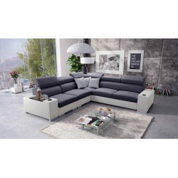 Ecksofa Napoli III mit Schlaffunktion | Luxuriöses Ecksofa mit öffnender Bar