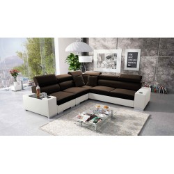 Ecksofa Napoli III mit Schlaffunktion | Luxuriöses Ecksofa mit öffnender Bar