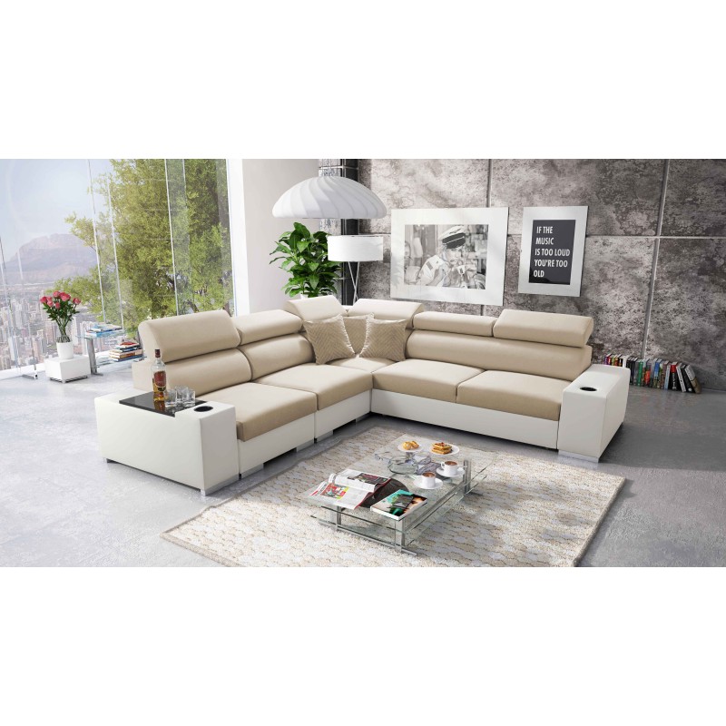 Ecksofa Napoli III mit Schlaffunktion | Luxuriöses Ecksofa mit öffnender Bar Ecksofa Napoli III mit Schlaffunktion | Luxuriöses Ecksofa mit öffnender Bar