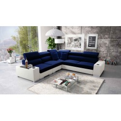 Ecksofa Napoli III mit Schlaffunktion | Luxuriöses Ecksofa mit öffnender Bar