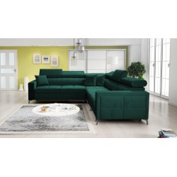 Oslo IV corner sofa with sleeping function and storage for bedding Velvet, Jaguar 2185