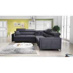 Ecksofa Oslo IV mit Schlaffunktion und Bettkasten Velvet, Jaguar 2191