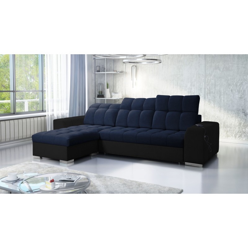 Sofá esquinero Prisma I con función de cama y puerto USB: comodidad y elegancia en uno. Sofá esquinero Prisma I con función de cama y puerto USB: comodidad y elegancia en uno.