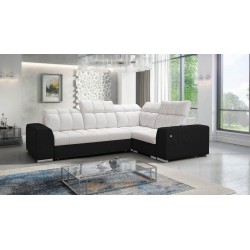 Prisma II Corner Sofa with Sleeping Function in Velvet Fabric | Pet Friendly, Terra 06 + Black Eco-leather | Your Ideal Place to