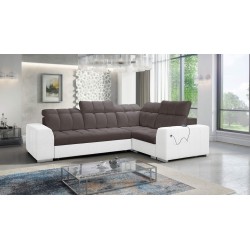 Prisma II Corner Sofa with Sleeping Function in Velvet Fabric | Pet Friendly, Terra 26 + Eco-leather | Your Ideal Place to Relax