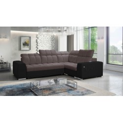 Prisma II Ecksofa mit Schlaffunktion im Samtstoff | Haustierfreundlich, Terra 26 + schwarzes Kunstleder | Dein idealer Ort zum E