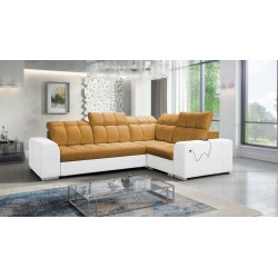Prisma II Corner Sofa with Sleeping Function in Velvet Fabric | Pet Friendly, Terra 48 + Eco-leather | Your Perfect Place to Rel
